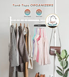 Gomyrod Bra Hanger for Closet, 2 Pack Tank Top Hangers w/20 Hooks Holds 40 Bras, Capacity Foldable Wood Space Saving Hanger, 