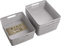 BINO | Woven Plastic Basket | Small (Natural Grey), 4-Pack | THE JUTE COLLECTION | Home Organization, Space - Saving Storage,