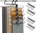 Pants Hangers Space Saving - 4 PCS Closet Organizer and Storage Jean Hangers, Stainless Steel Anti-Slip Clothes Hanger Scarf 