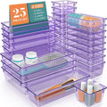 WOWBOX 25 PCS Plastic Drawer Organizer Set, Desk Drawer Divider Organizers and Storage Bins for Makeup, Jewelry, Gadgets for 