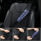 CAR PASS 23 PCS Bling Diamond Car Accessories Set for Women, Leather Seat Covers Full Set Sparkly Rhinestone15'' Steering Wheel Covers Shining Diamond Floor Mats Cute Car Interior Sets,Blue