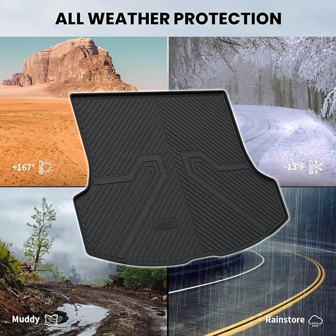LASFIT Trunk Mat for Lexus RX/RX350/RX350h/RX500h 2025 2024 2023 2026, All Weather TPE RX 350 Cargo Mats Custom Fit for Lexus RX350 Cargo Liner Front & Rear Trunk Liner, Black, Easy to Clean