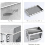 Homsorout Storage Box with Lids - 5 Pack Foldable Clear Window Storage Bins, Large Decorative Storage Bins with Handles, Stor
