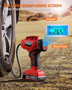 KeenPower Digital Cordless Tire Inflator Portable Air Compressor Automatic 160PSI w/Gauge Screen & 4+N Smart Mode & Dual Power Supply, Rechargeable 21V Battery Powered Handheld Air Pump, Car Tire Pump