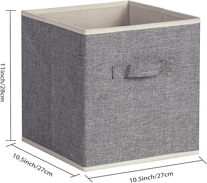 Storage Cube Organizer Bin 10.5" x 10.5" x 11" Large Boxes Fabric Basket with Handles for Organizing Shelves Closet Clothes 4