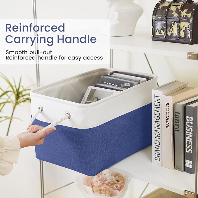 Large Storage Baskets- 15x11x10 inch Storage Bins for Shelves and Closet Organizing, Foldable Fabric Bin for Home Organizatio