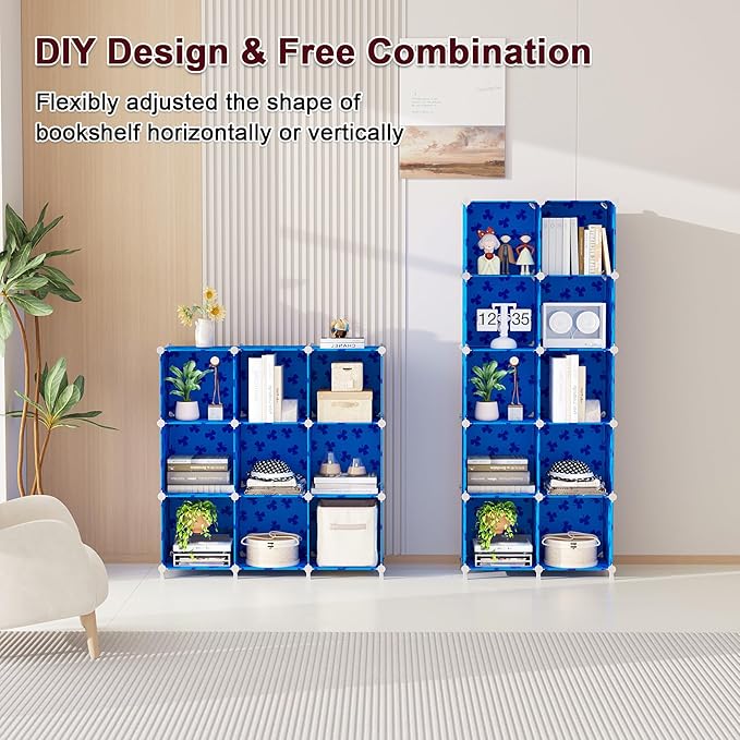 UNKU Cube Storage Organizer, 10 Cube Closet Organizer Storage Shelves, DIY Stackable Bookcase, Clothes Organizer Shelf for Cl