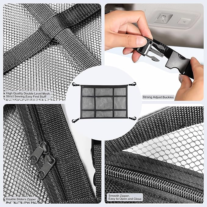 SUV Ceiling Cargo Net, Trunk Organizer, Car Roof Storage, Truck Netting, Van Interior Accessories, Double-Layer Mesh Camping