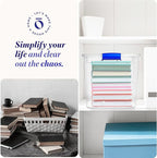 HOMZ 4-Pack 31 Quart Latching Lid, Clear Plastic Storage Organizer Bins, Blue – Stackable Containers for Home & Office Shelve