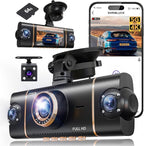 4 Channel 360° Dash Cam Front Rear Inside & Left Right,4K+1080P*3 FHD Car Camera,5GHz WiFi & App Control,8 IR Lamps Night Vis