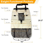 Car Seat Back Organizer with Multiple Storage Pockets, Black Mesh and Fabric, Universal Fit (beige)