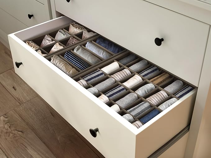 Simple Houseware 4-Pack Drawer Organizer Set - Closet Dividers for Underwear, Socks, Bras, Scarves, Ties - Foldable Non-Woven