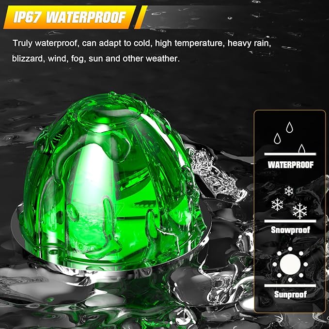 BJZ 8Pcs Green Watermelon LED Strobe+Constant Marker Lights Dual Function Watermelon-Shaped Side Marker Clearance Tail Top Cap Roof Lights for Trailer Truck Semi-Trailer Heavy-Duty Truck Bus Van