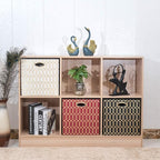 Posprica Storage Bins, Storage Cubes, 11×11 Fabric Drawers Organizer Basket Boxes Containers (11×11×11/4pcs, Cream/gold geome
