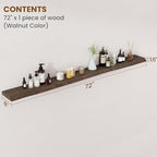 Floating Shelves for Wall Decor, Rustic Solid Elm Wood Live Edge Floating Shelves Wall Mounted, Wall Shelves with Invisible B