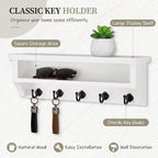 Nekon Key Holder Wall Mount, Wall Organizer Shelf with 5 Key Hooks, Room Decor for Home and Apartment Essentials, White