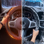 Heated Steering Wheel Cover - WARMITORY Luxury Steering Wheel Heater, 12V Quick Hand Warmer, 14.5-15 inches (Leatheret PU) (Jade Black)