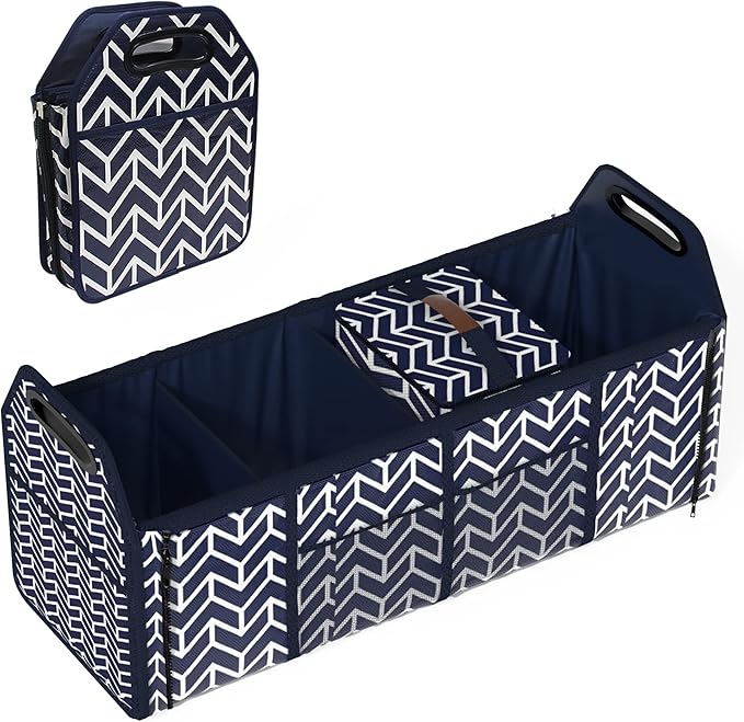 Trunk Organizer for car, Foldable Car Storage Bag Portable Insulation Cooler Bag Collapsible Vehicle Organizer Divider Storage