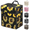 Capolo Car Trash Can with Lid, Leakproof Car Trash Bag Hanging Waterproof Automotive Garbage Can with Storage Pockets Mini Vehicle Trash Bin for Back/Front Seat(Sunflower,2.5 Gallon)