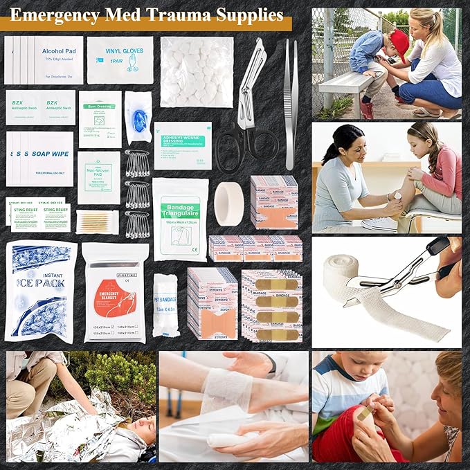 Abpir318 PCS Emergency Survival Kit, Survival Gear and Equipment First Aid Kit Med Supplies for Vehicles Travel Car Camping H
