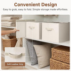 StorageWorks Fabric Closet Organizers and Storage Bin, Foldable Shelf Baskets for Organization and Storage, Beige, 3-Pack, Ex