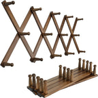 SKOLOO Hat Rack for Wall with 14 Hooks, Pack of 2, Solid Wooden, Modern, Expandable Coat Rack Wall Mount for Coats, Hats, Bag