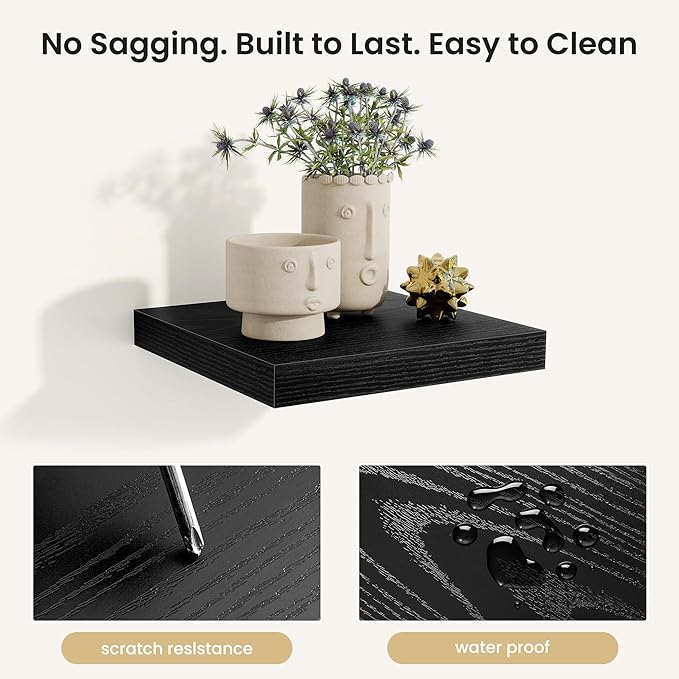 Fun Memories Floating Shelves for Wall, Rustic Wood Wall Mounted Shelves for Bathroom, Bedroom, Living Room & Kitchen, Storag