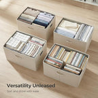 PRANDOM Storage Bins with Lids [3-Pack] Linen Fabric Foldable Storage Boxes Organizer Containers Baskets Cube with Cover for 