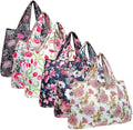 allydrew Large Foldable Tote Nylon Reusable Grocery Bags, 6 Pack