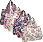 allydrew Large Foldable Tote Nylon Reusable Grocery Bags, 6 Pack