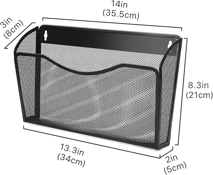 Flexzion Wall Folder File Letter Pocket Holder (6 Pack) Metal Mesh Desk Hanging Basket Box Bin Mail A4 Size Paper Document Or