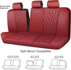 CAR PASS Piping Luxury Faux Leather Seat Covers Full Set, Premium Delux Anti-Slip Waterproof Automotive Seat Cover Universal 