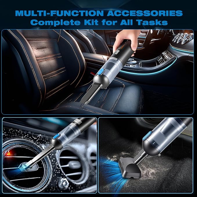 HAUSMEISTER Airflex Go Cordless Car Vacuum 16000Pa, 4-in-1 Handheld Vacuum with Air Duster & Inflator, Portable Mini Vac for 