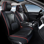 Coverado Seat Covers, Car Seat Covers Front Seats, Waterproof Nappa Leather Auto Seat Cover with Lumbar Head Pillow, Black Re