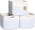 NaturalCozy Storage Cubes 9”x9”x7”Cotton Rope Woven Baskets for Organizing 3-Pack | 9 Inch Cube Storage Bin | Small Basket fo