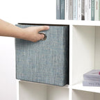 Posprica Storage Boxes, Foldable Organiser Cube Basket Bin, Thick and Heavy Duty (28×28×28cm/4pcs, Teal)