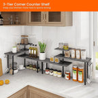 Homode Kitchen Countertop Organizer, 3 Tier Corner Shelf Bathroom Counter Organizer, Wooden Counter Shelf Stand Space Saver, 