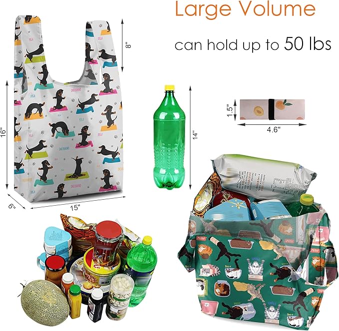 BeeGreen Geometry Reusable Grocery Bags Bulk Gifts 10-Pack - Large Tote with Zipper Pouch | Foldable & Washable Polyester Shopping Bags Heavy Duty Flower Lover Gifts Reusable Bag With Handles