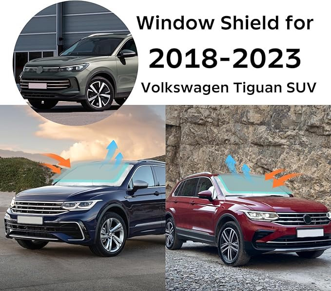 INSAUTO Sunshade for Volkswagen VW Tiguan 2018-2023 2024 2025 Sun Shade Windshield Cover, Foldable Front Window Shield Fit Tiguan SUV Sun Visor Blocks UV Rays Car Accessories