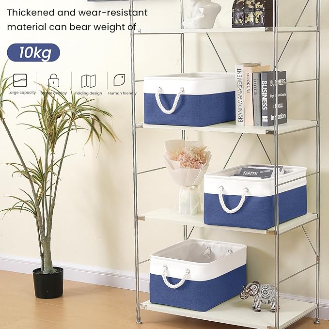 Large Storage Baskets- 15.7x11.8x8.26 inch Storage Bins for Shelves and Closet Organizing, Foldable Fabric Bin for Home Organ