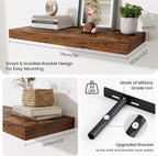 Fun Memories 12 Inch Deep Floating Shelves for Wall, 30 Inch Long Floating Shelf, 30 x 12 Shelf for Wall, Rustic Wood Bookshe