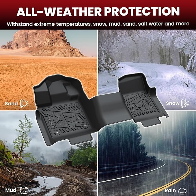 LASFIT Floor Mat for Ford F-150 2015-2026 Regular Cab(Bench Seat, Carpet Floor) All Weather Portector TPE Waterproof Truck Liner for Ford F150 Standard Cab-1st Row Black