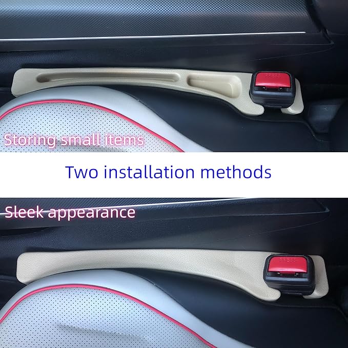 Car Seat Gap Filler Accessories,Storage Organizer Fit Car SUV Truck Fill The Gap Between Seat & Console Vehicle Console Side Pockets (Beige)