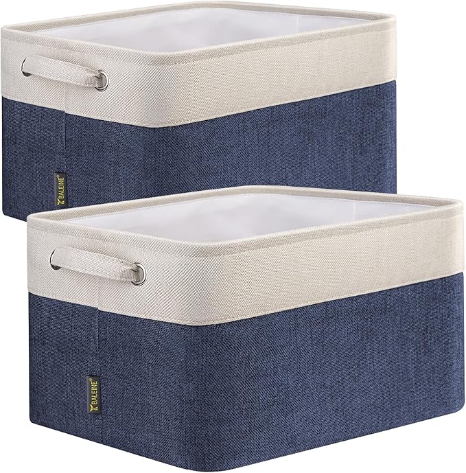 BALEINE 2 Pack Fabric Closet Storage Bins for Shelves, Linen Closet Organizers and Storage, Decorative Baskets for Organizing