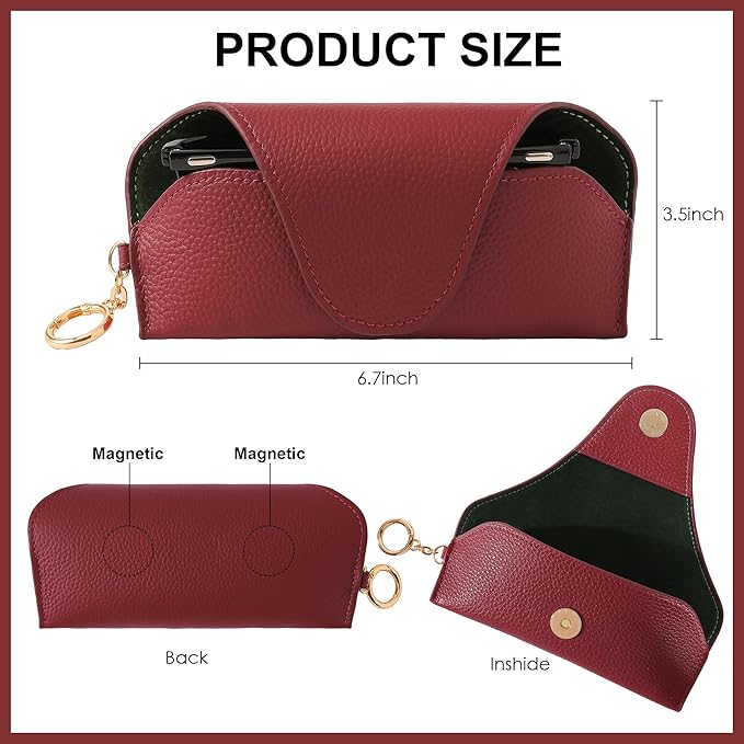 Magnetic Sunglass Holder for Car Visor, Travel Sunglasses Case with Clip for Purse, Eyeglasses Case