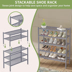 ROMGUAR CRAFT 3 Tier Bamboo Shoe Rack for Closet Free Standing Wood Shoe Shelf Storage Organizer for Entryway Small Space Sta