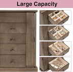 Emfogo Jewelry Box for Women, 5 Layer Large Wood Jewelry Boxes & Organizers for Necklaces Earrings Rings Bracelets, Rustic Je