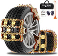 Snow Tire Chains for Cars/SUV/Pickup, Reusable Universal Tire Chains for Ice and Snow, Fit Tire Width 185-265mm, 6PCS