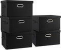 Graciadeco Medium 15" 21 Quart Collapsible Stackable Storage Bins with Lids, 5 Packs Black Foldable Fabric Closet Storage Box