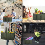 Finnhomy 42L Extra Large Utility Tote Bag, Oxford Fabric Reusable Folding Grocery Bags with Handles and Pockets, 2 Pack